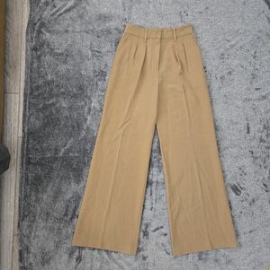 NWT Rag & Bone Shelly Twill Tan Brown Wide Leg Pleated High Rise Trousers Size 0